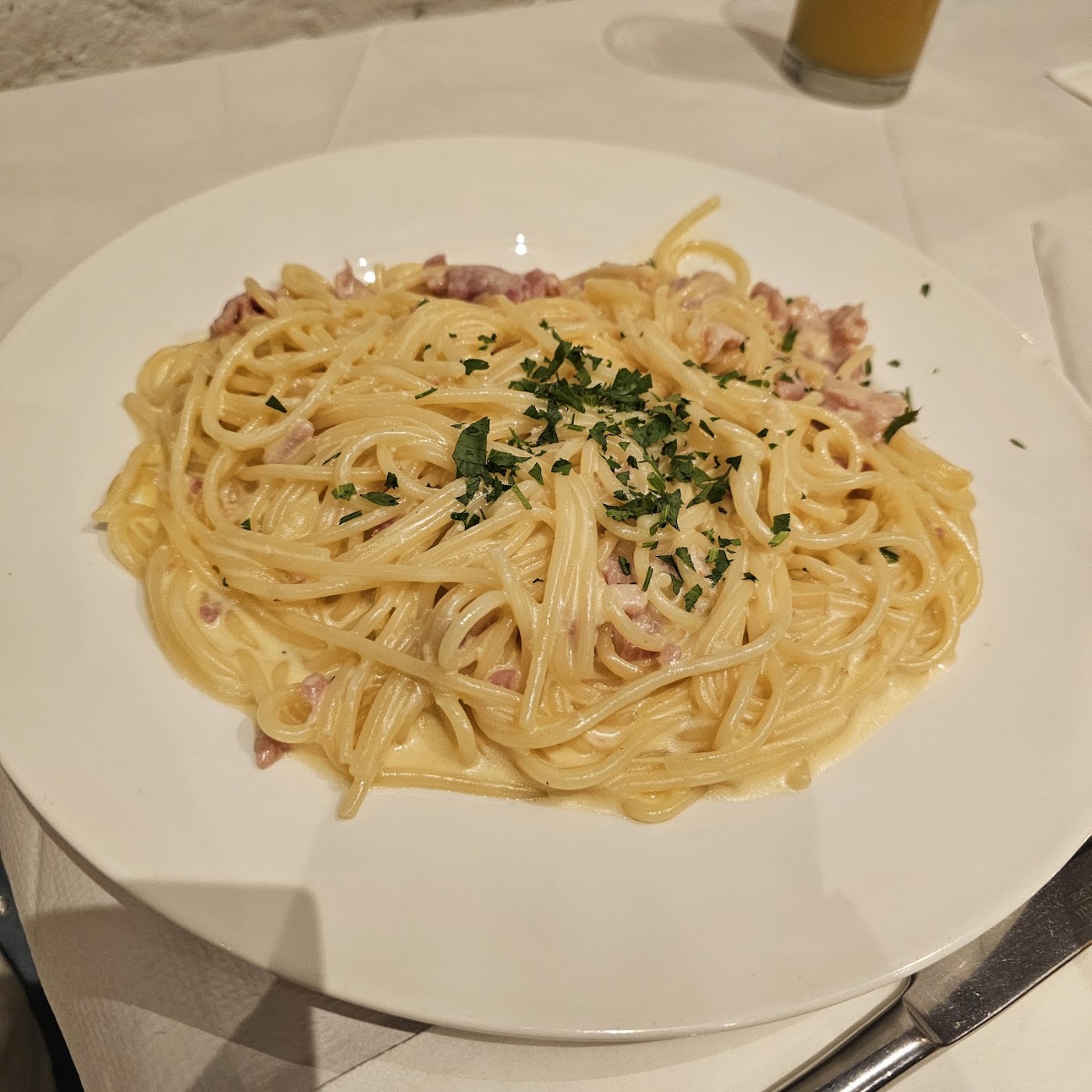 creamy spaghetti with ham